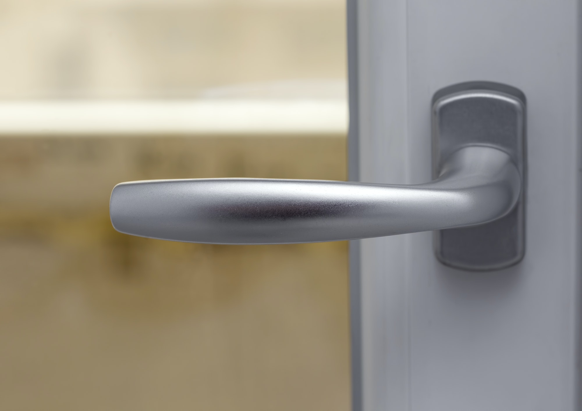 New and modern silver door handle